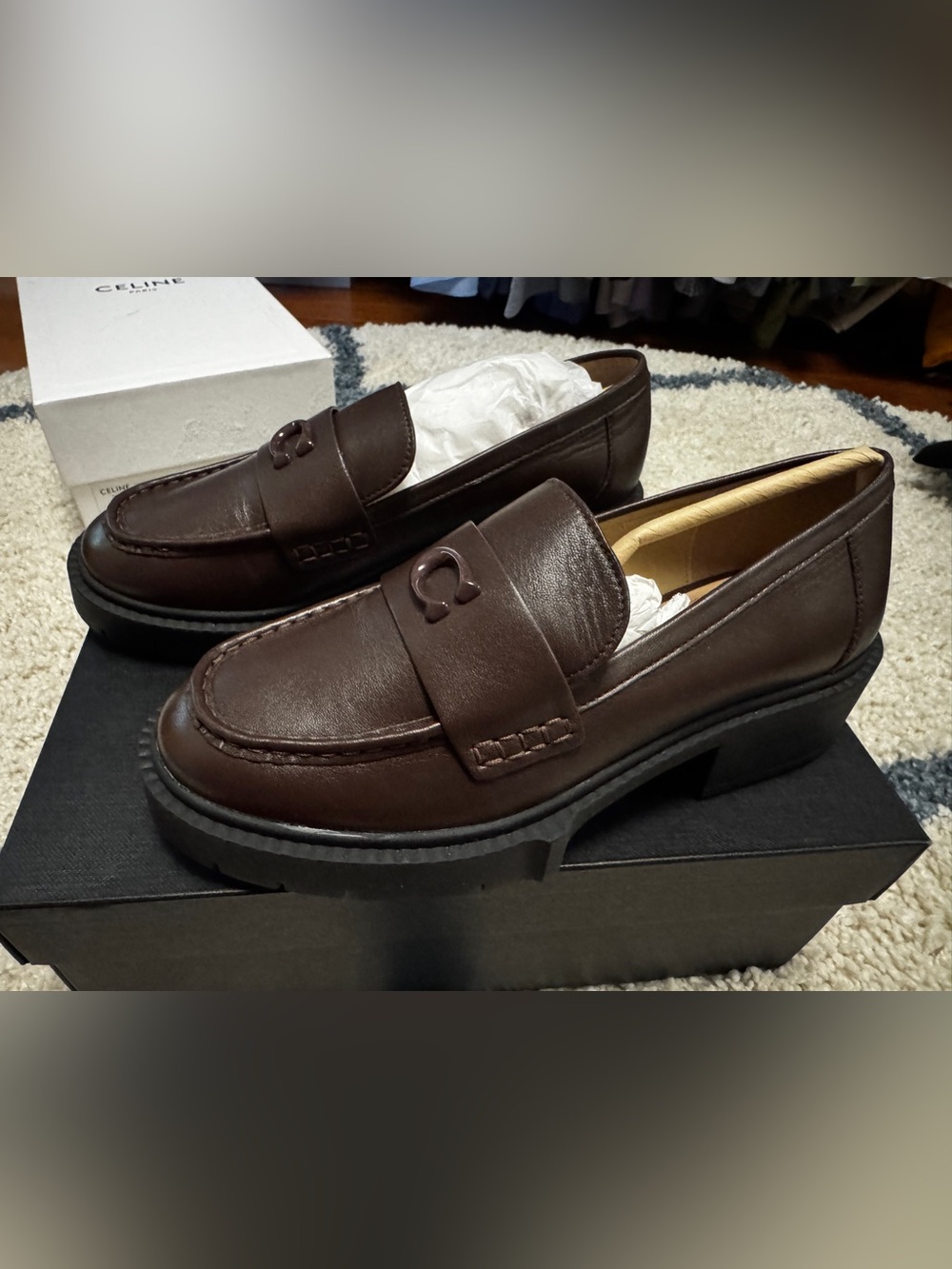Coach Dark Brown Leather Leah Loafers size 7